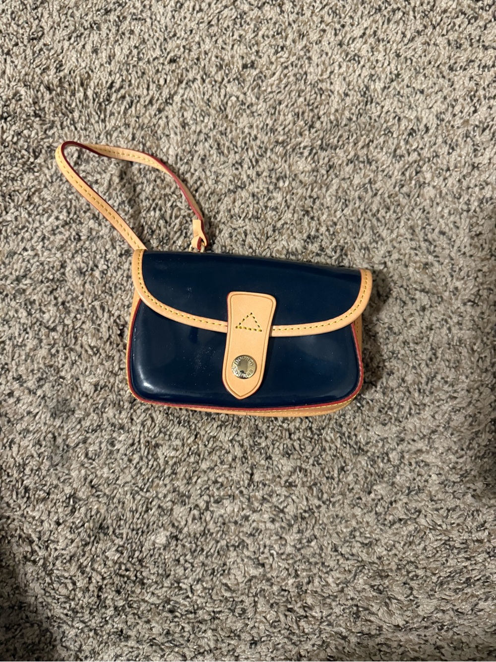 VTG Dooney & Bourke Elba Flap Pouch Clutch Blue Patent Leather